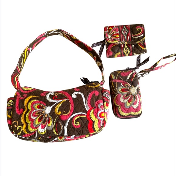 Vera Bradley Handbags - Vera Bradley Retired Maggie Puccini Shoulder Bag set Purse Wallet  And Coin Bag